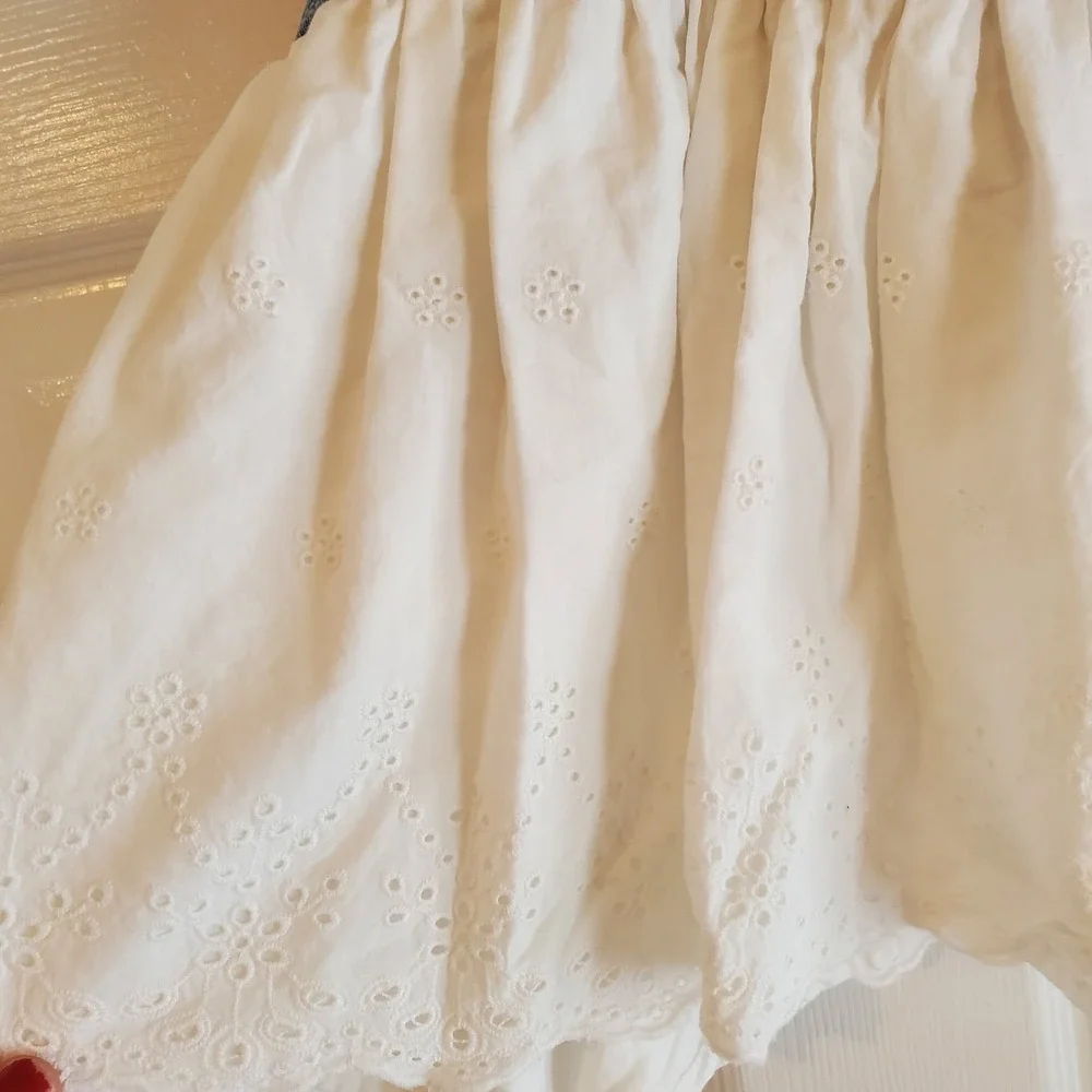 OshKosh Bgosh Baby Girls Denim and White‎ Eyelet Lace Overall Dress 4t
